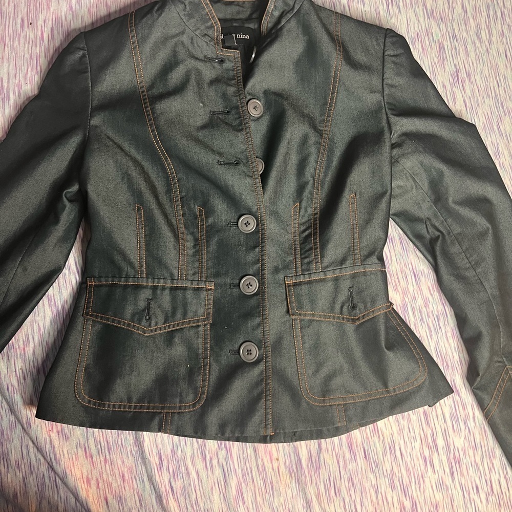 VINTAGE STYLISH LONG- SLEEVED BUTTON SUIT DENIM JACKET